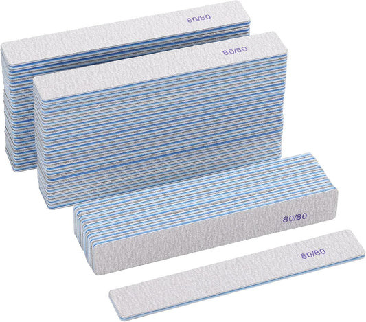 50 Count Rectangle Nail Files for Acrylic Nails, 80 Grit Coarse Nail File Reusable Emery Boards Manicure Tools