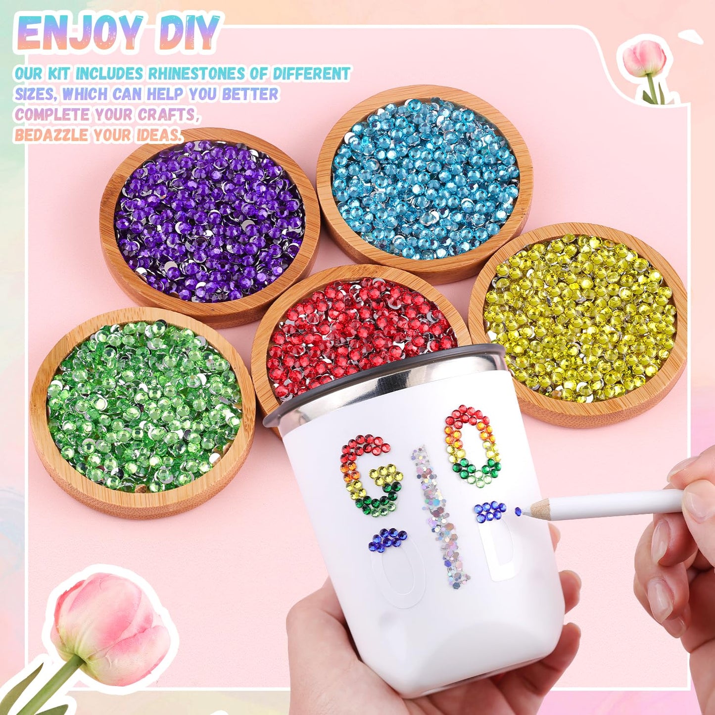 12600Pcs Resin Rhinestones for Bedazzling with B7000 Jewelry Glue, Multicolor 4mm Flatback Gems Rhinestones for Crafting, Clothing Tumblers Mugs Shoes Fabric Decor Nail Art