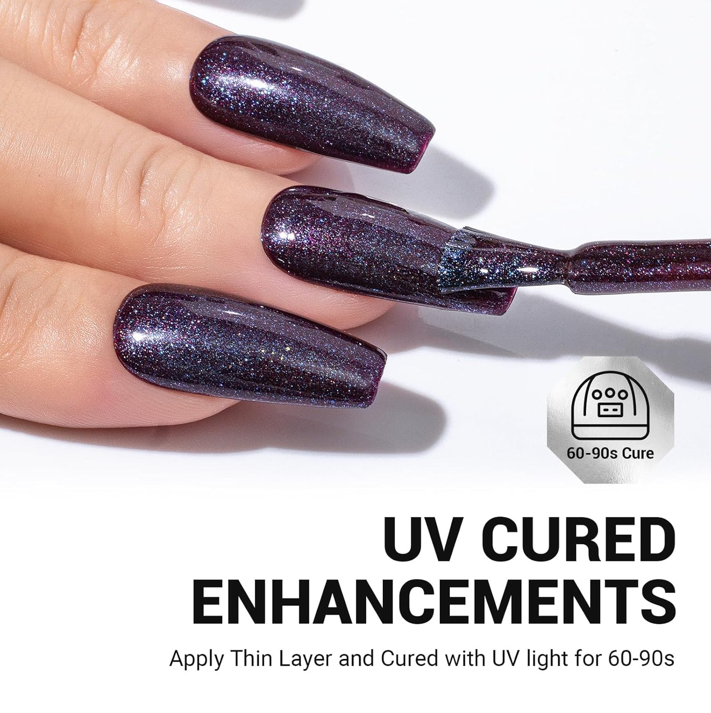 MelodySusie Purple Glitter Gel Nail Polish,0.5fl oz Universe Star Glitter Nail Polish Purple Blue Color Z035, Soak Off UV LED Nail Lamp Gel Polish Nail Art Starter Manicure Salon DIY At Home