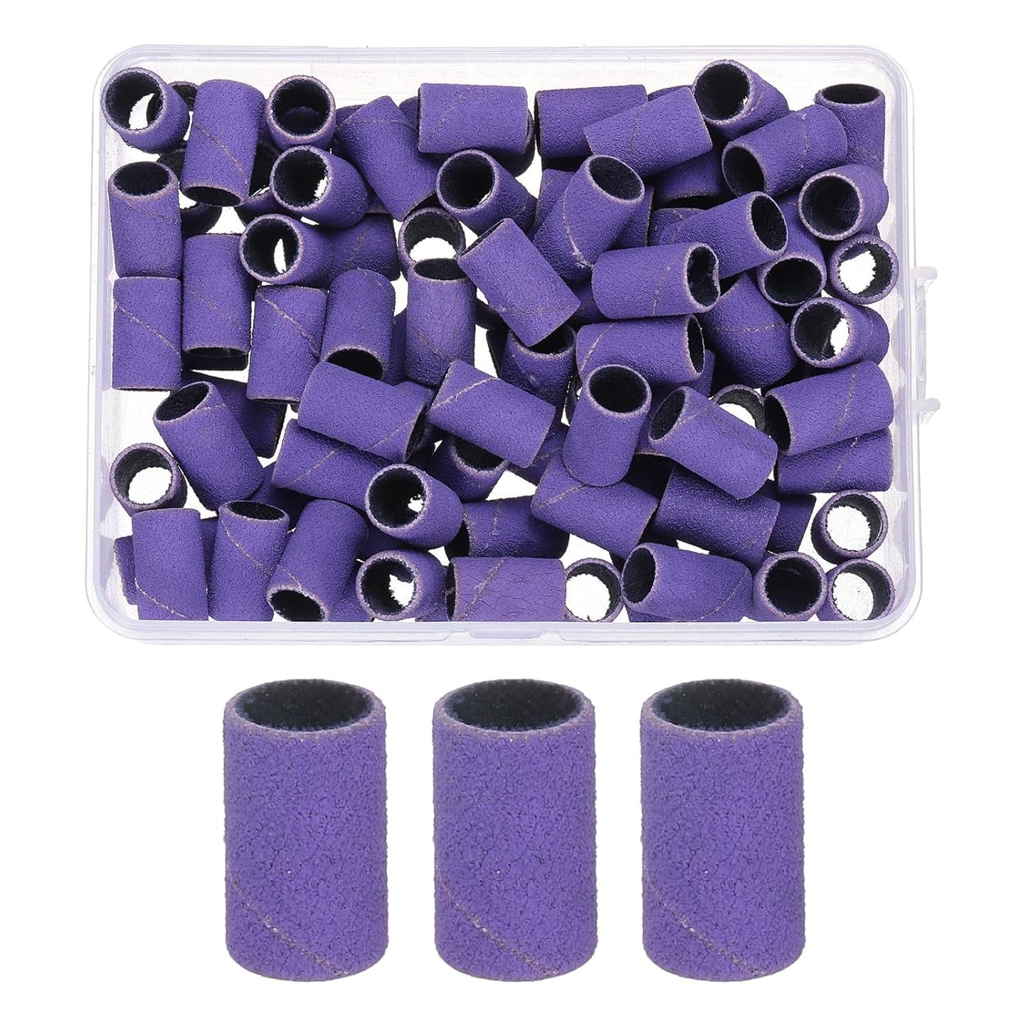 HARFINGTON 100pcs Small Sanding Bands 180 Grit for Nail Drill Bits Mini Sanding Band for Nails Gel Manicures Purple
