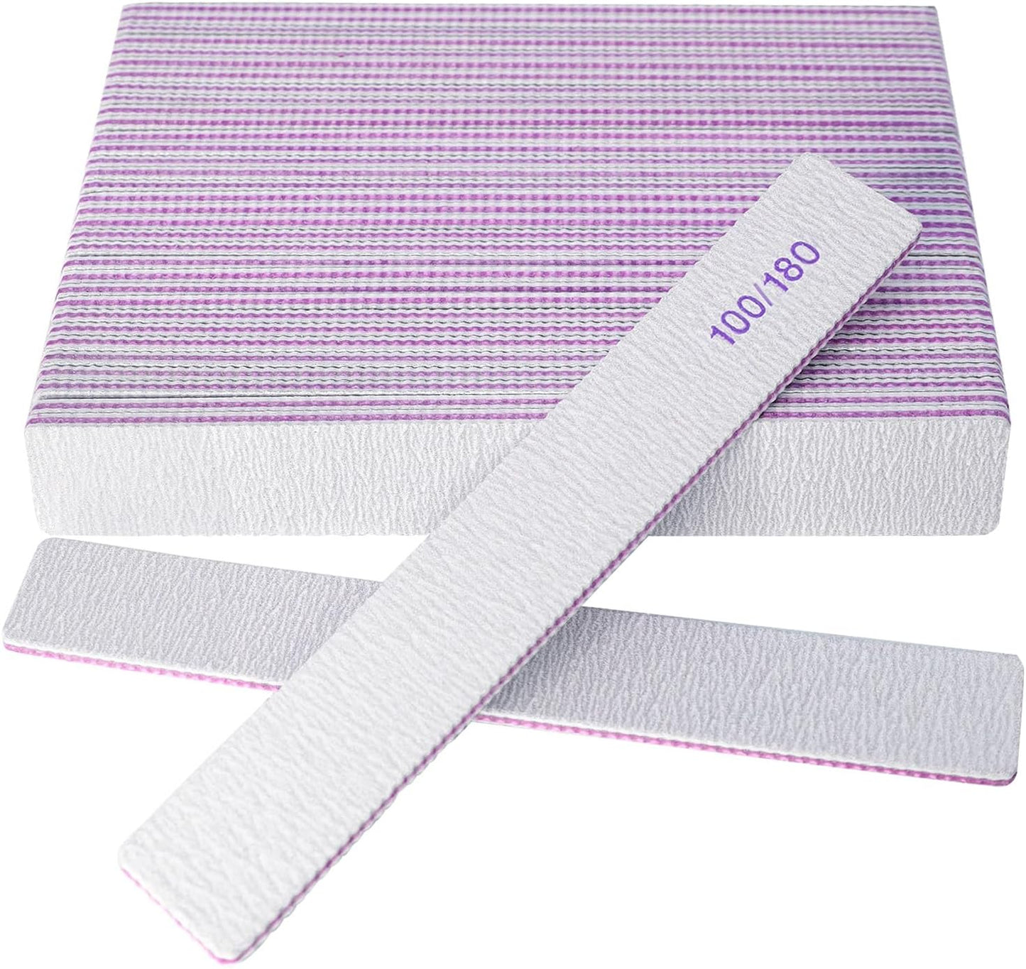 Nail Files (24 Packs), Professional 100/180 Grit Double Sided Emery Boards for Natural Nails Fingernail Toenail File Kit, Heavy Duty Emory Nail Filer Set Limas para Uñas Acrílicas Profesional