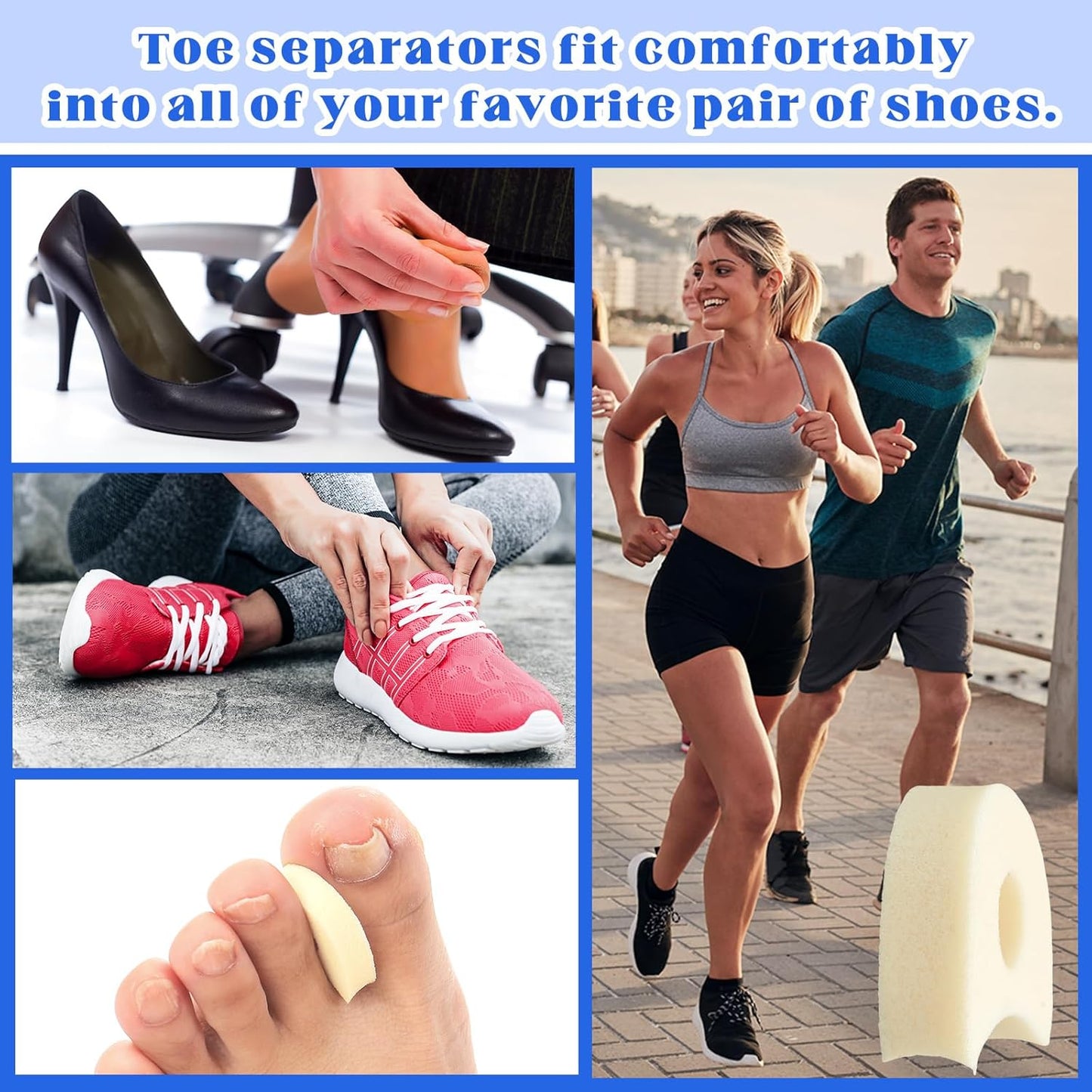 TrelaCo 60 Pcs Foam Toe Separators Spacers for Corn Relieves,1/4 Inch, Pain from Bunions, Blister and Hammer Toe Relief