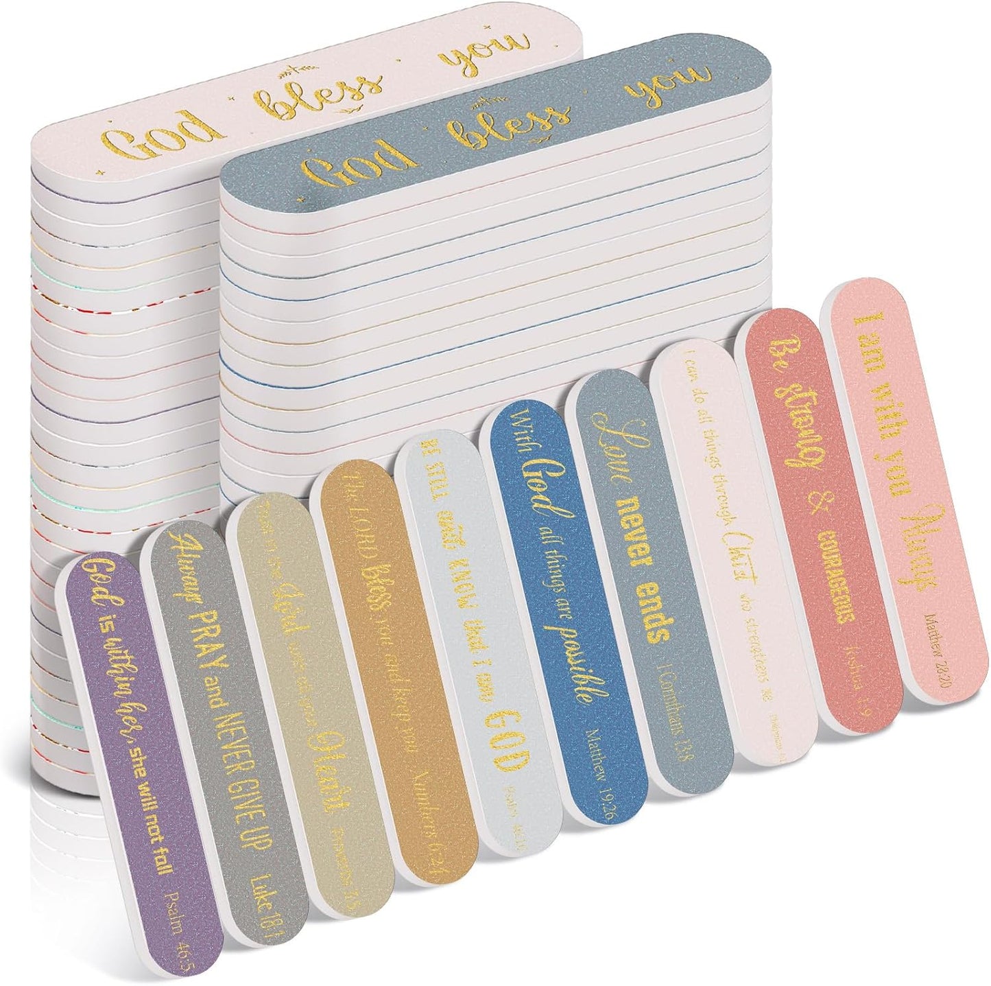 50 Pack Christian Gifts for Women Bulk Bible Verse Scripture Nail Files Christian Religious Party Emery Boards Employee Appreciation Gifts for Team Staff Coworkers Teachers