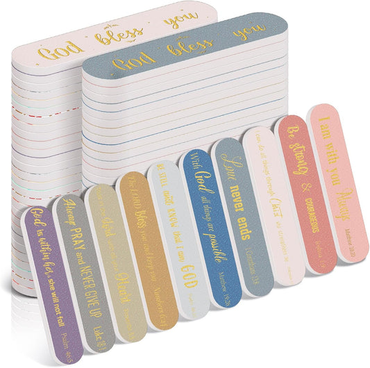 50 Pack Christian Gifts for Women Bulk Bible Verse Scripture Nail Files Christian Religious Party Emery Boards Employee Appreciation Gifts for Team Staff Coworkers Teachers