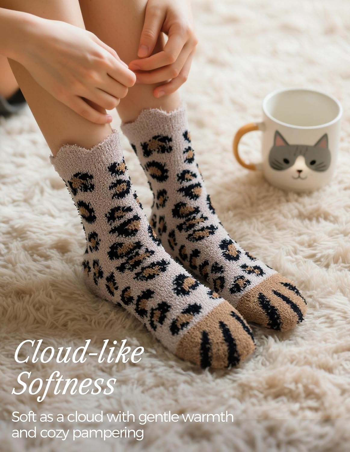 TEHOOK Warm & Cozy Gifts for Women, Stocking Stuufers, Fluffy Fuzzy Plush Sleeping Slipper Socks - Soft Warm Fabric