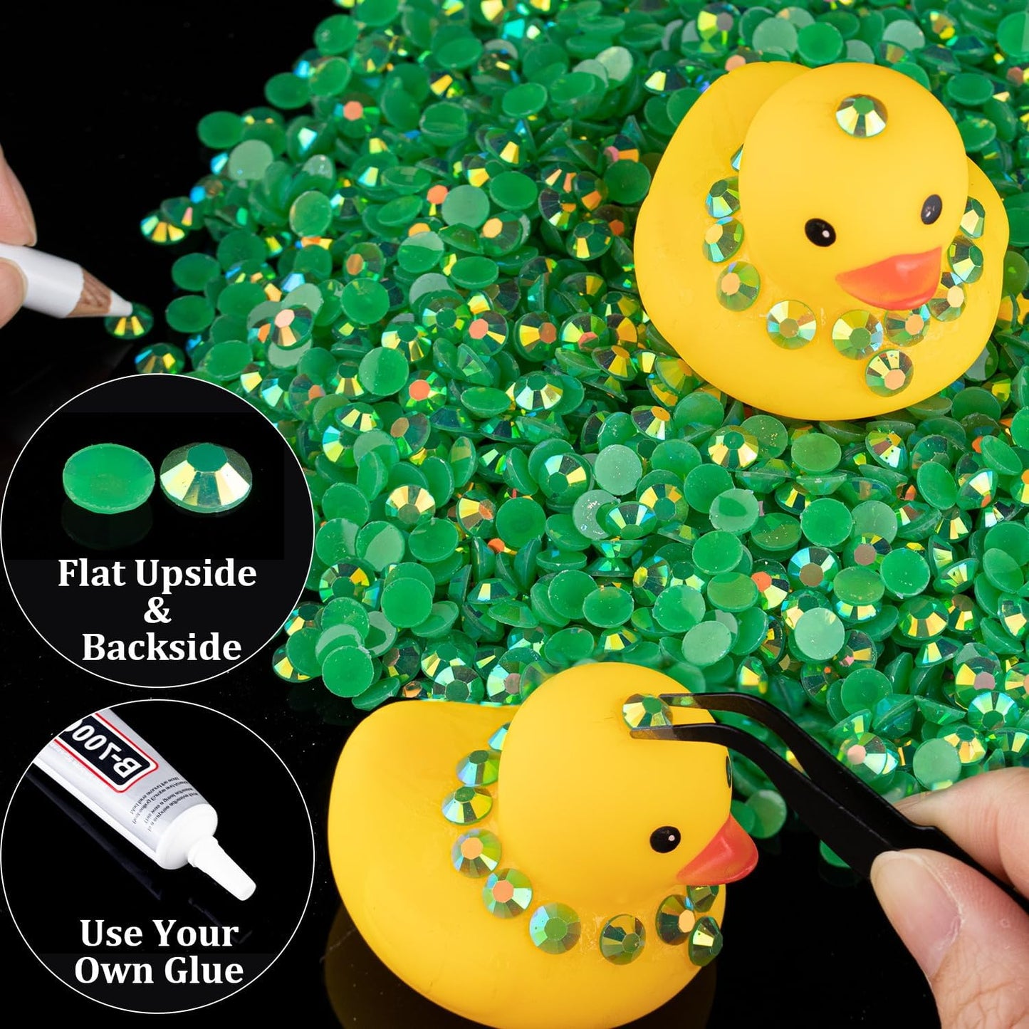 5000pcs 5mm Resin Rhinestones Bulk, Dark Green AB Flatback Round Jelly Rhinestones Bedazzling Non Hotfix Crystal Gems Large Quantity Wholesale for DIY Crafts Clothes Tumblers Face Makeup Manicure