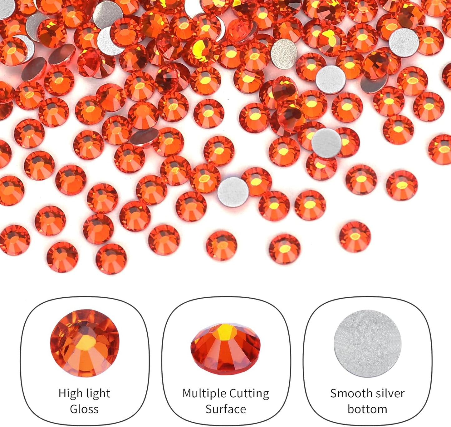 10000PCS Orange Rhinestones Bulk, Flat Back Crystal Glass Stone Round Gems,SS20, 4.6-4.8mm