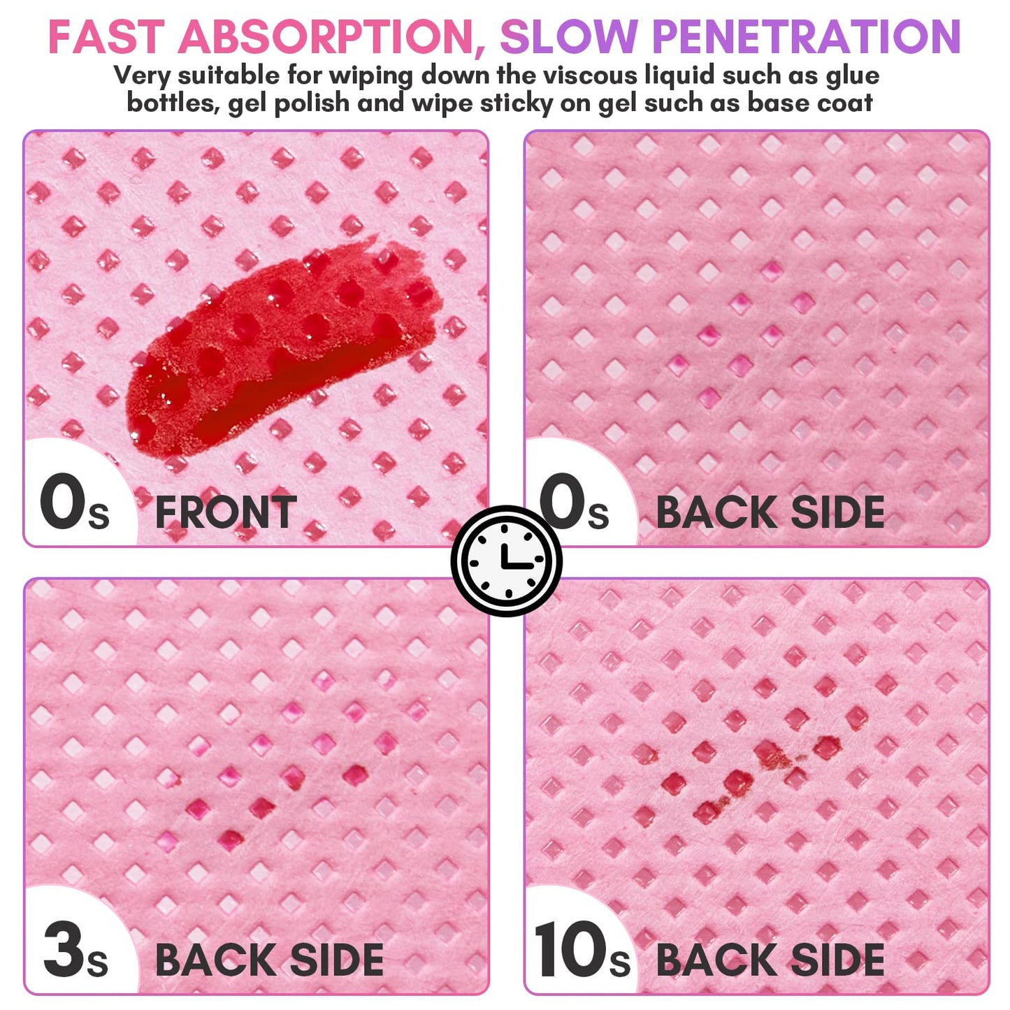 Makartt Lint Free Nail Wipes: Nail Polish Remover Pads 1000PCS Eyelash Extension Glue Wipes, Super Absorbent Soft Gel Nails Wipes Dry Wipes for Nail Prep and Gel Polish Remover, Pink