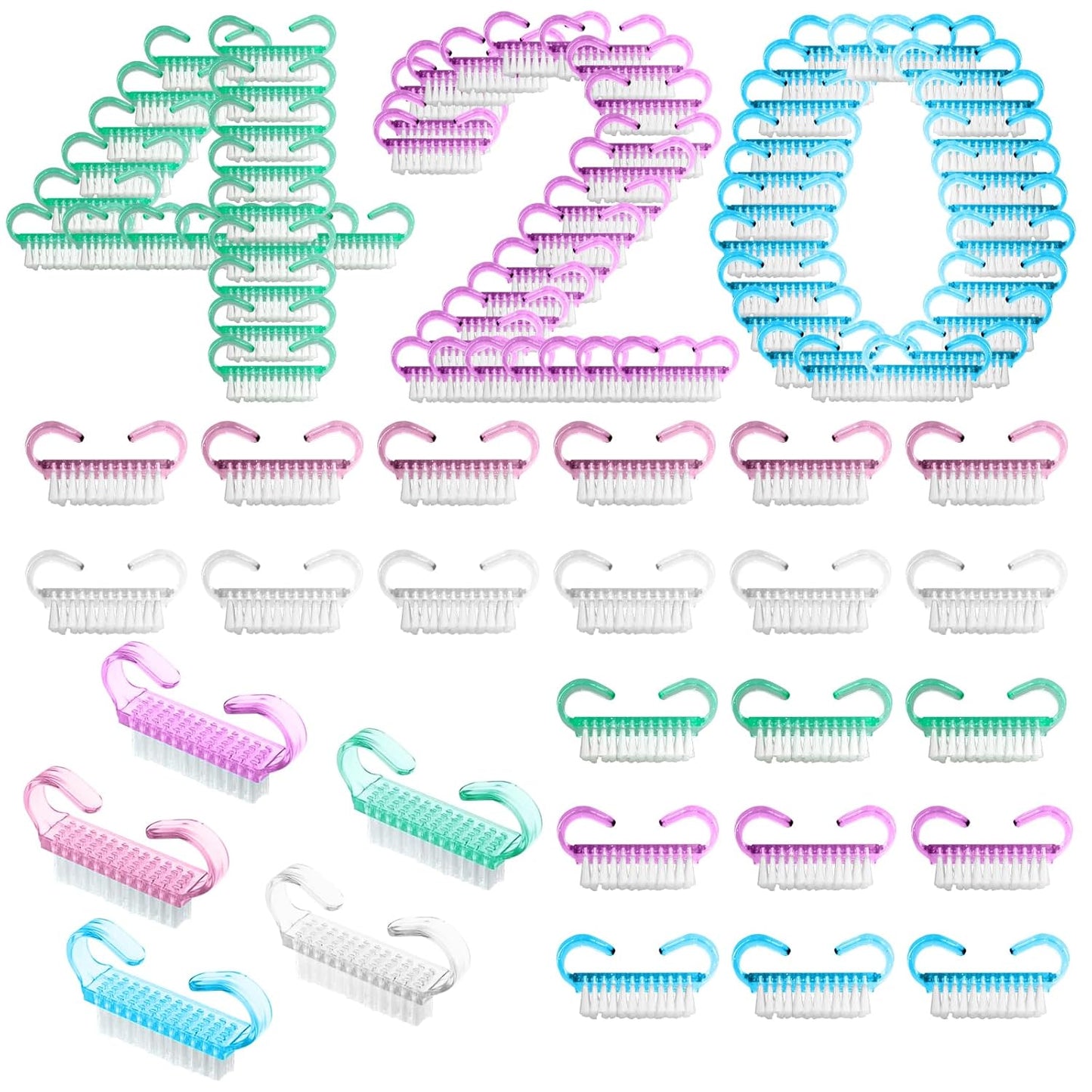 420 Pcs Handle Grip Nail Brush Bulk 5 Colors Nail Scrub Brush Pedicure Scrubbing Tool for Men and Women for Cleaner Nails and Toes