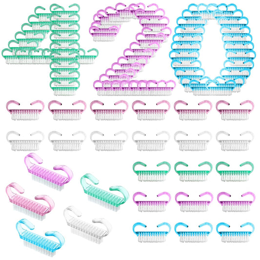 420 Pcs Handle Grip Nail Brush Bulk 5 Colors Nail Scrub Brush Pedicure Scrubbing Tool for Men and Women for Cleaner Nails and Toes