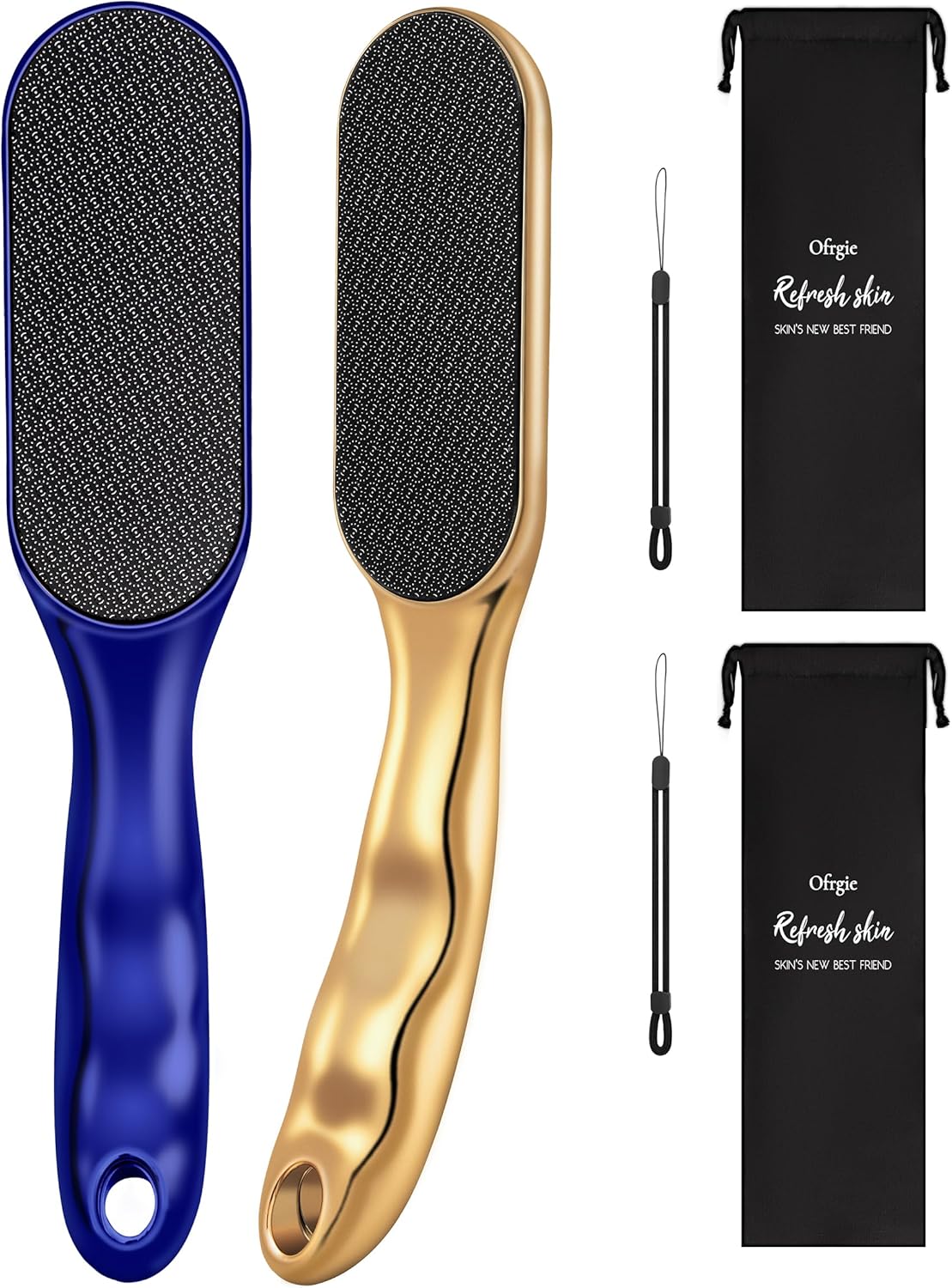 Nano Glass Foot File Foot Callus Remover Scrubber in Shower, Pedicure Tools Feet Scrubber Dead Hard Skin, Anti-Slip Handle Rope & Storage Bag Foot Files for Wet and Dry Feet Care Gift 2Pack