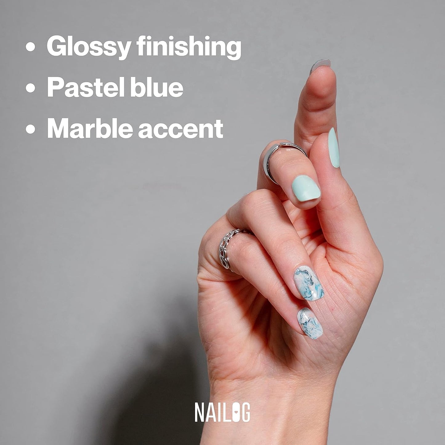 NAILOG Semi Cured Gel Nail Strips (20 Extra Long Polish Stickers/Wraps) │ Glossy & Long Lasting Soft Gel Finishing (Summer Breeze)
