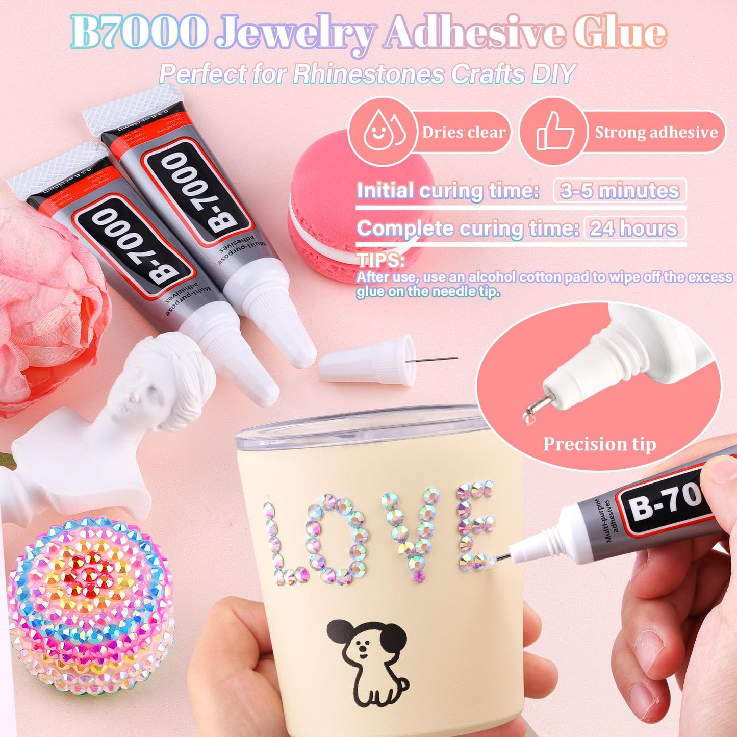 30000Pcs Resin Rhinestones for Bedazzling with B7000 Jewelry Glue, AB Flatback Gems Rhinestones for Crafting, Clothing Tumblers Mugs Shoes Fabric Decor Nail Art