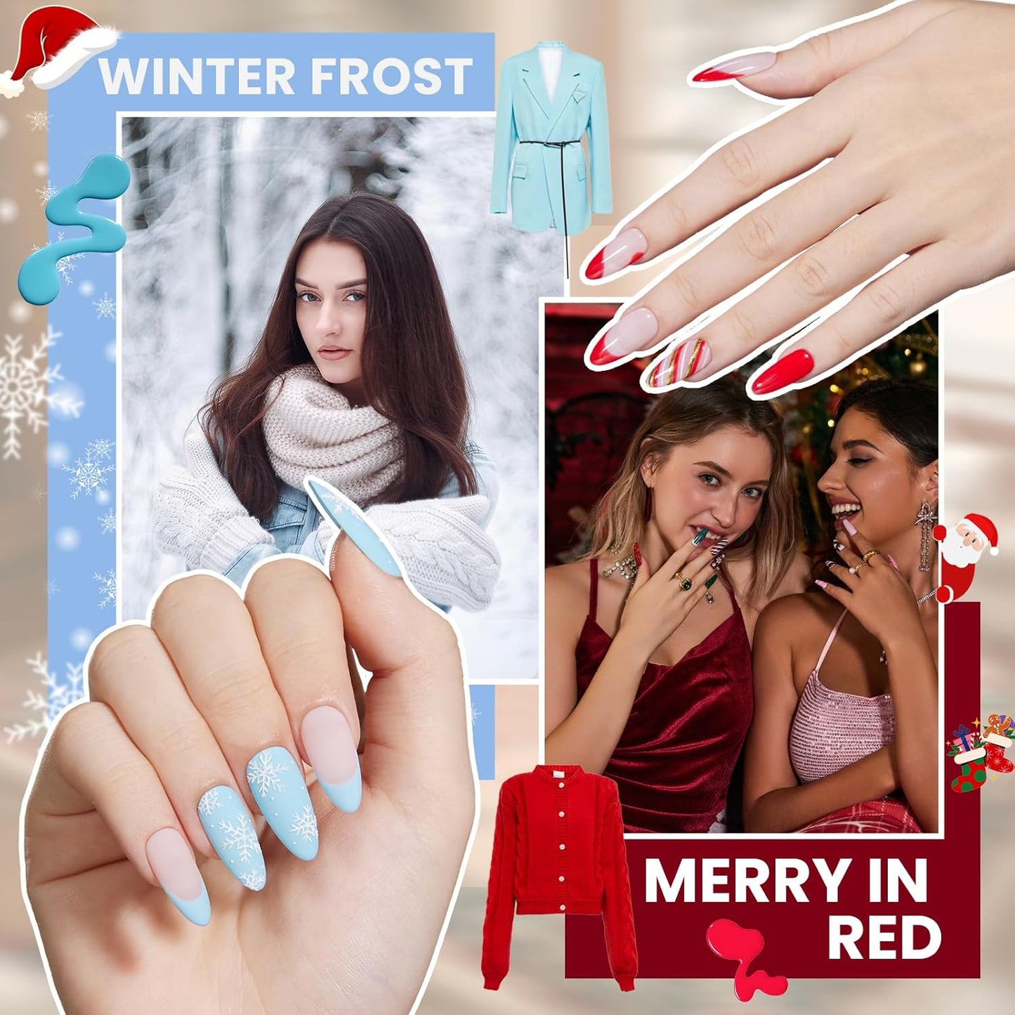 Beetles 55 Pcs Gel Nail Polish Kit with U V Ligh - 32 Color Gel Nail Kit Christmas Gifts for Teens Girls Women Four Seasons Glow Soak Off Red White Winter Nails Art Home Salon DIY Manicure Set