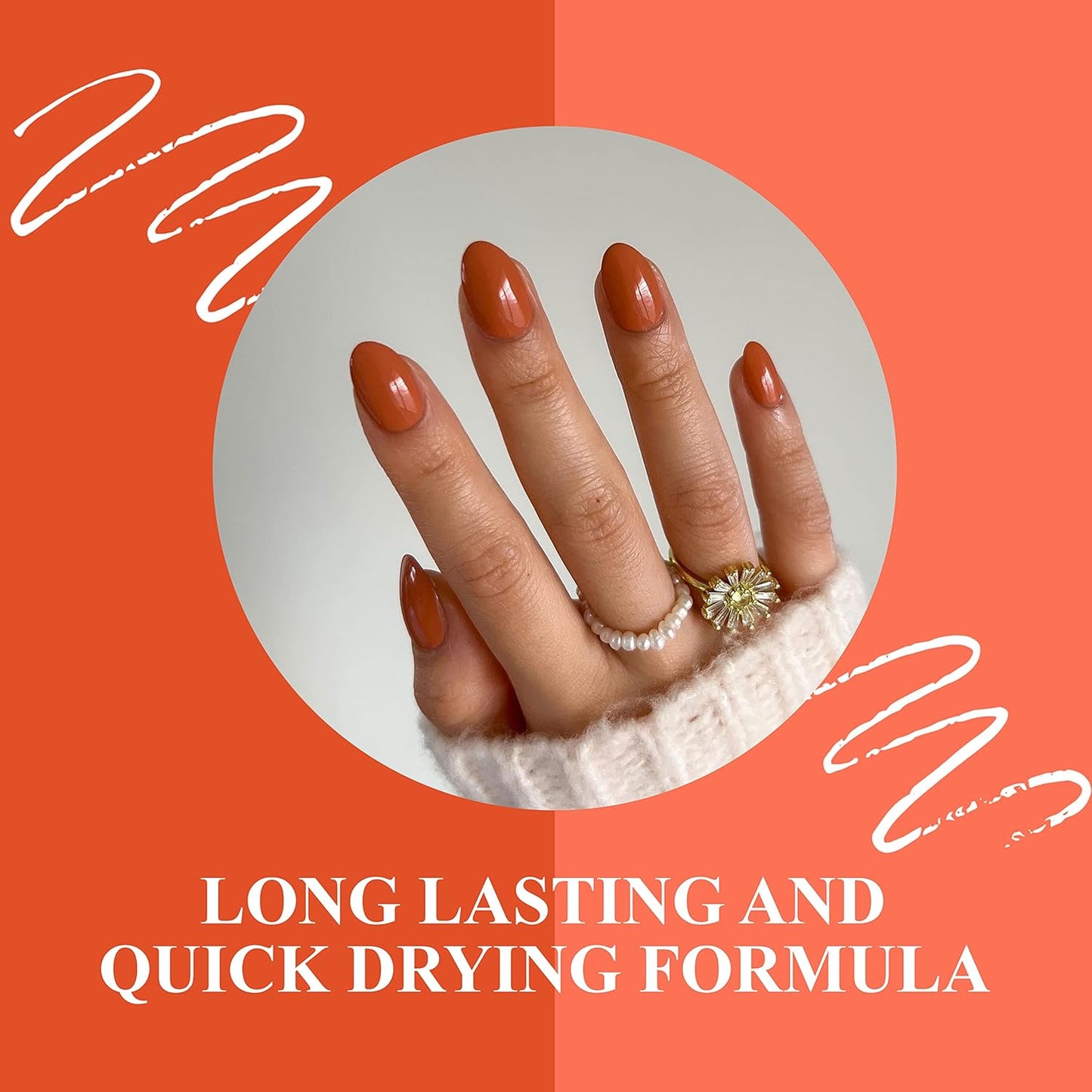 VIVRE Cosmetics Quick Dry Shiny Halal Nail Polish - Vegan, Non Toxic, Long Lasting, Breathable & Water Permeable - Orange You Late?