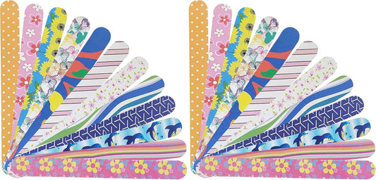 Colorful Nail File Strips - Double Sided Filers for Shaping and Smoothing Toenails and Fingernails - Manicure and Pedicure Nail Buffers - 24 Pack