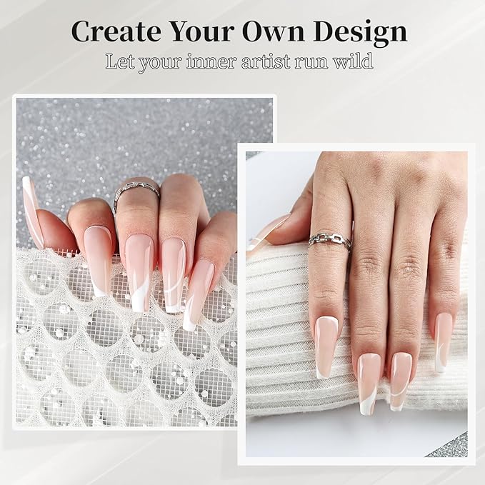 JODSONE 10ml Nail Art Gel Liner White Gel Nail polish Need U V Lamp Cured with Thin Brush at Home DIY Gift for Girls