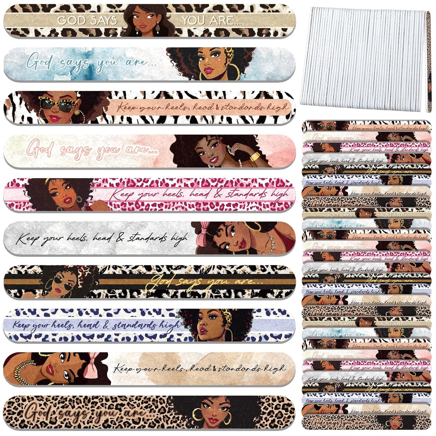 Lothee 50 Pack Nail Files Black African Women Board Nail File for Natural Nails Double Sided 150 Grit Emery Boards Professional Fingernails Emery Boards Buffer Manicure Tool for Women Gifts
