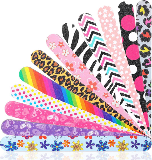 12PCS Professional Nail Files Double Sided 100 180 Grit Emery Boards Colorful Manicure Pedicure Tools for Natural Acrylic Nails Reusable Washable Nail Buffing Shaping Smoothing Filer