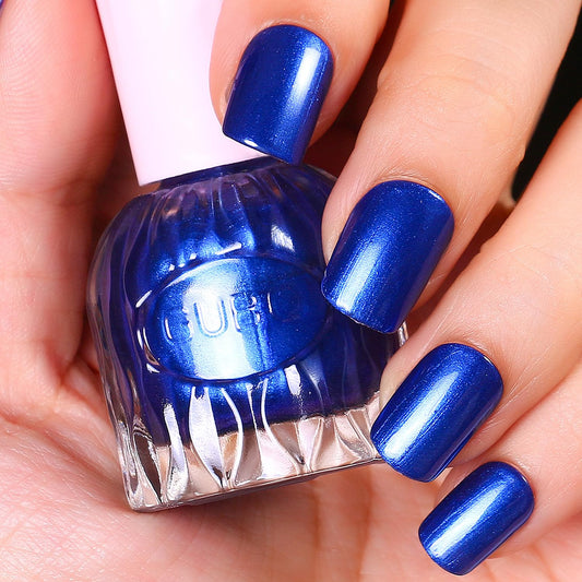 Major Dijit Quick Air Dry Nail Polish Glitter Blue Regular Nail Polish Non UV Gel Hema 0.34 fl oz.