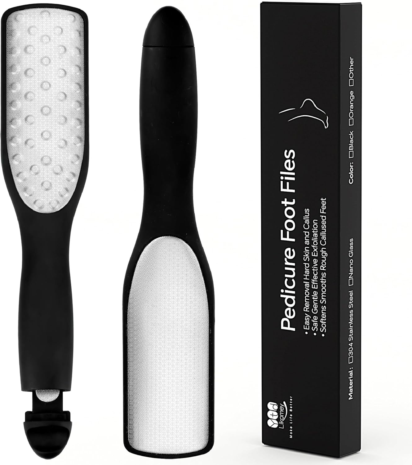 YTD likomey Coarse Fine Double Sided Foot File,Super Durable Stainless Steels Foot Scrubber,for Wet or Dry Feet Callus Dead Skin Hard Skin Pedicure Remover Tool with Built-in Mini File