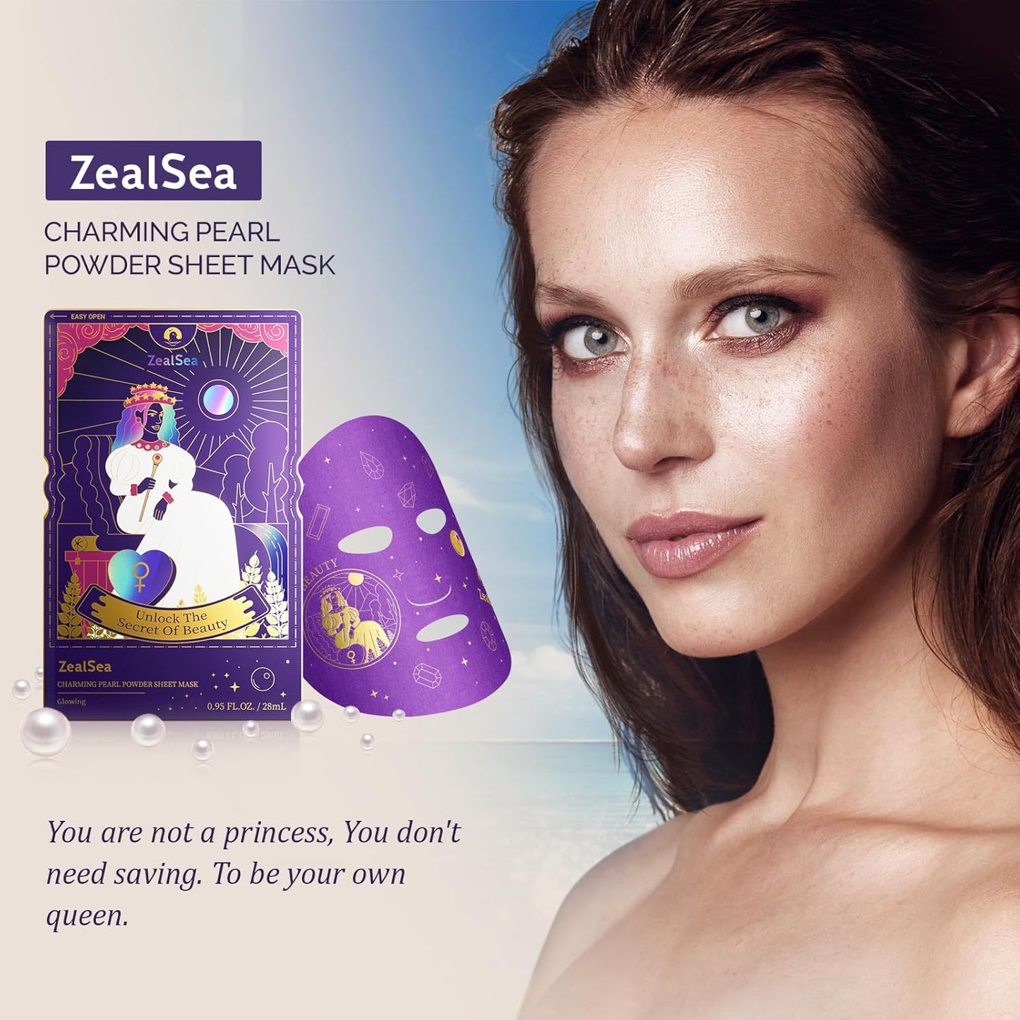 Zealsea Face Masks Skincare, Collagen Face Mask for Anti Aging, Hydrating Face Masks, Astaxanthin Q10 Face Mask for Antioxidant, Magic All-in-one Sheet Mask, Self Care Gift for at Home Spa Party 6pack