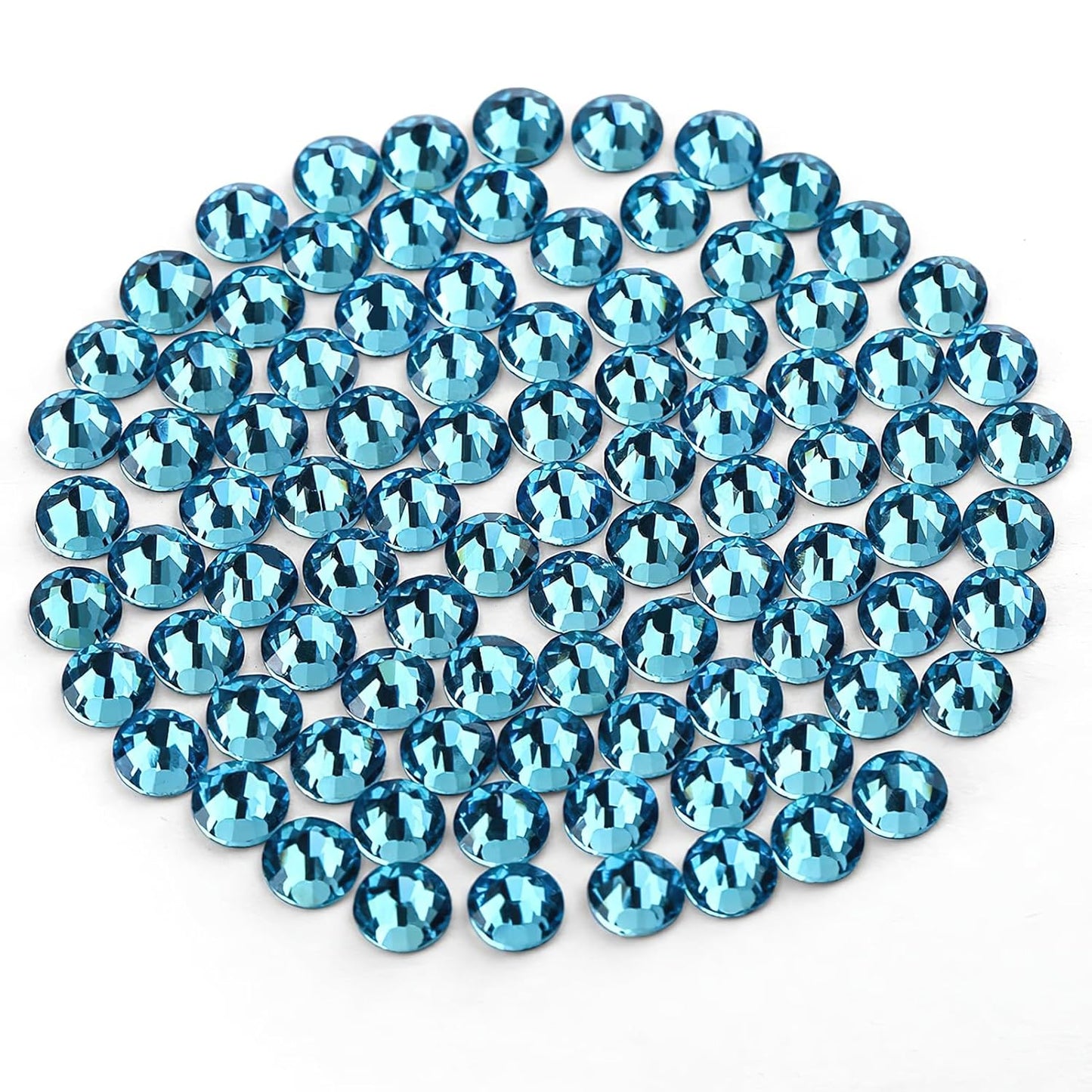 Novani Rhinestones 3000Pcs Flatback Crystal Round Loose Gemstones Glass Rhinestones for Crafts Makeup Nail Art Clothes Shoes DIY Decorations(SS8, 2.3-2.5mm,Aquamarine)