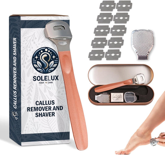 Callus Shaver for Feet – 410 Stainless Steel, Foot Shaver Callus Remover with 10 Replaceable Blades, Multi-Use for Corns & Dead Skin Removal – Pain-Free Pedicure Tool for Soft, Smooth Skin