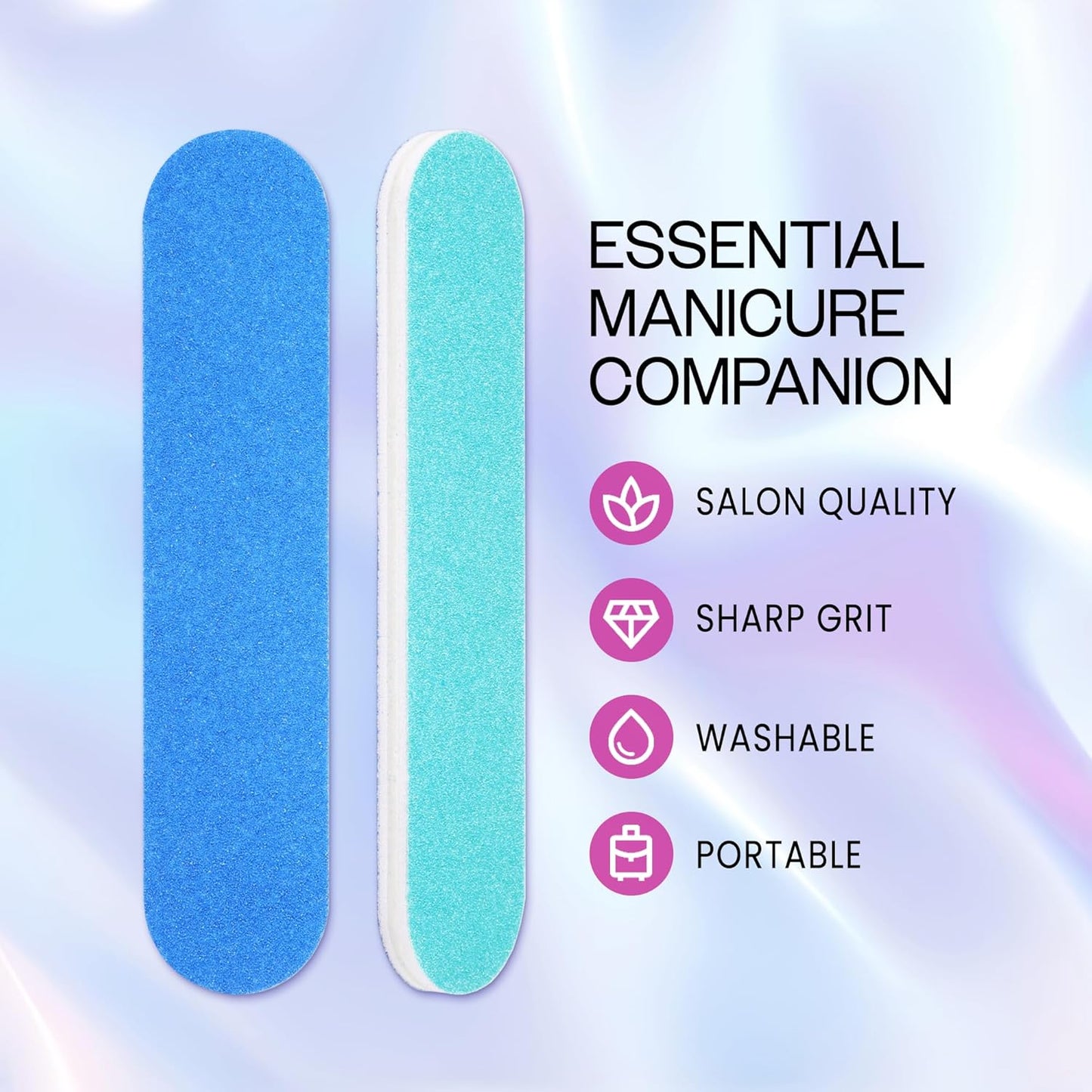 25PCS Mini Size PANA Professional Double Sided Nail Files - Blue, 100/100 Grit - Emery Board Nail Buffering File Manicure Pedicure Nail Polisher Washable