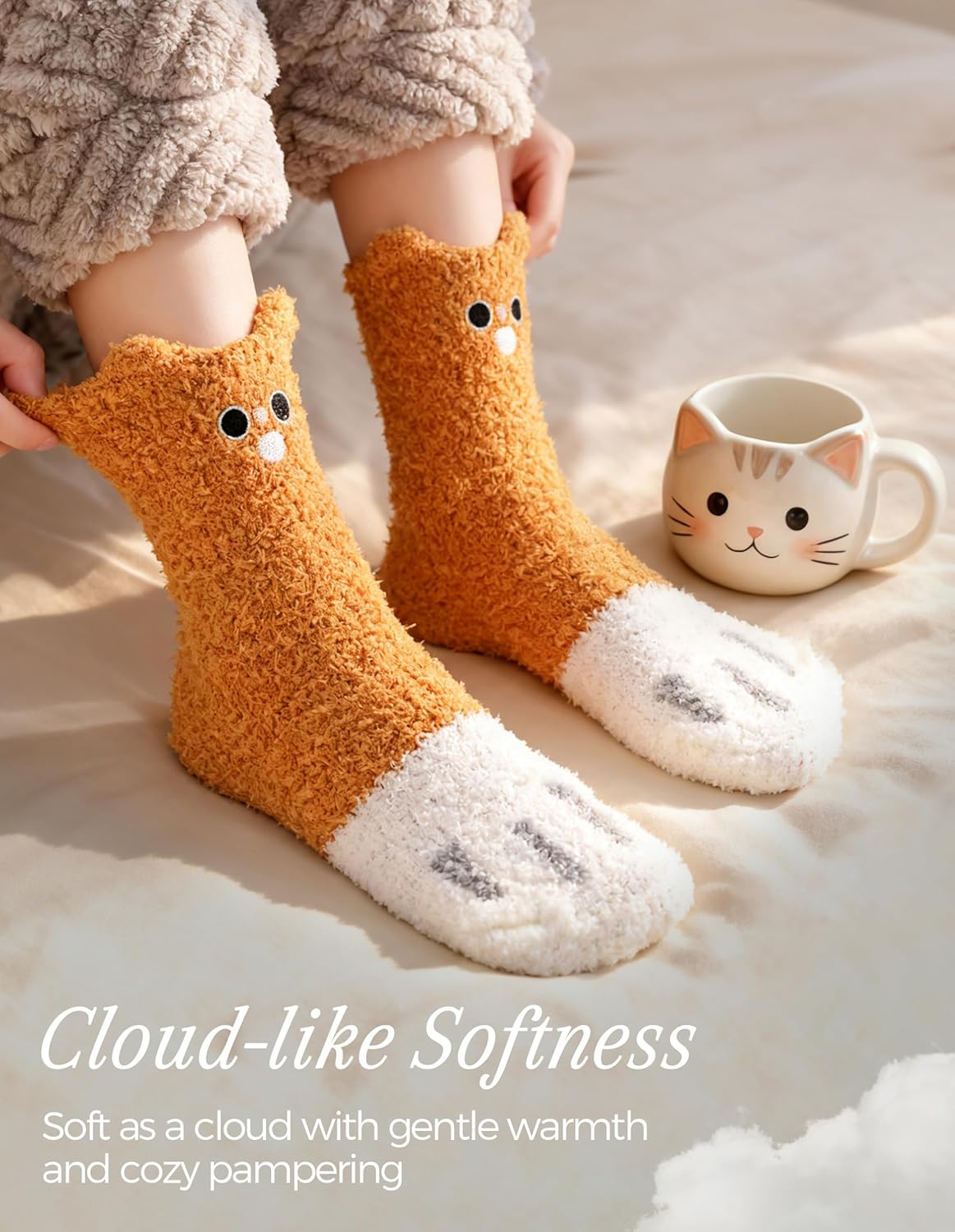 TEHOOK Warm & Cozy Gifts for Women, Stocking Stuufers, Fluffy Fuzzy Plush Sleeping Slipper Socks - Soft Warm Fabric