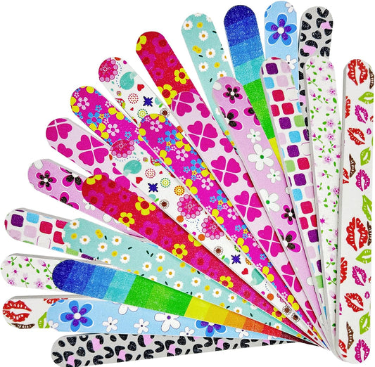 24 Nail Files, Colored Emory Plate Nail Files Double Sided 180 Grains Professional Manicure Emory Plate Buffer Pedicure Tools Nail Shaping Polishing Files (Colored, Count, 24, 100/180 Grit)