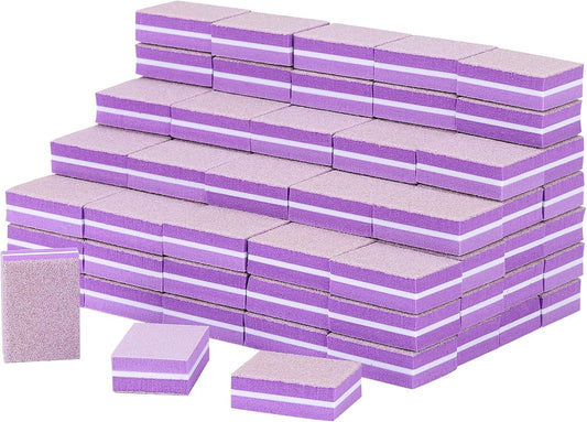 100 Pcs Mini Buffers for Nails 180/100 Grit Mini Nail Buffer Purple Nail Buffers for Natural Nails