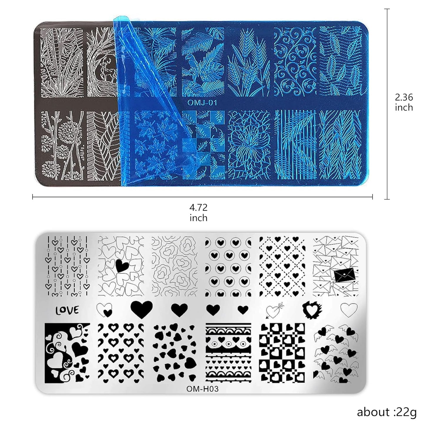 LoveOurHome Valentine Nail Stamping Kit 7pc Flower Butterfly Geometric Nails Stamping Plate Stencil with Silicone Stamper Scraper Stamp tools for Women Girls Kids