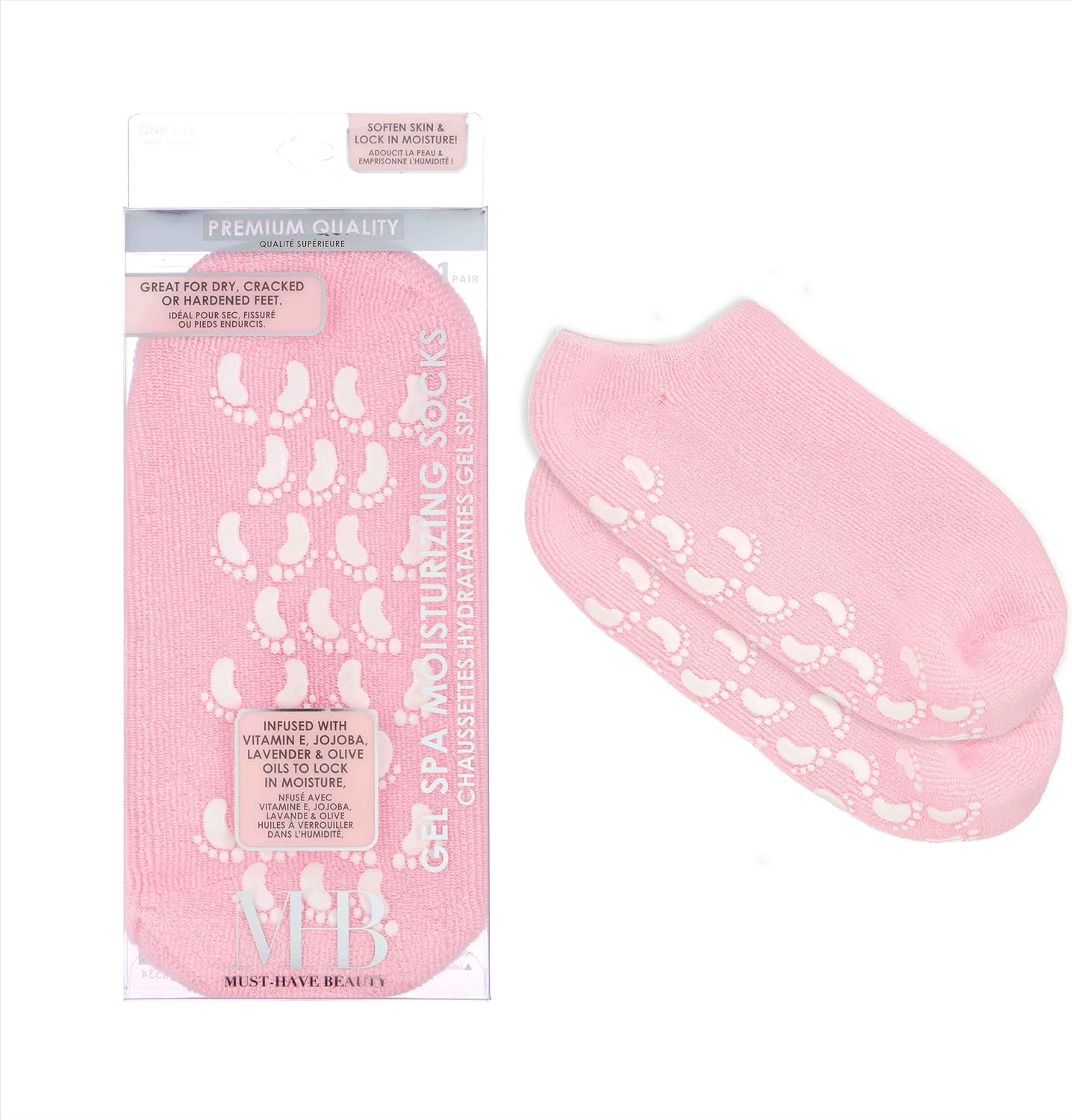 Gel Spa Moisturizing Socks - 1 Pair Spa Socks Infused with Essential Oils to Soften Skin & Lock in Moisture | Non-Slip Grip Gel Socks for Dry, Cracked Feet