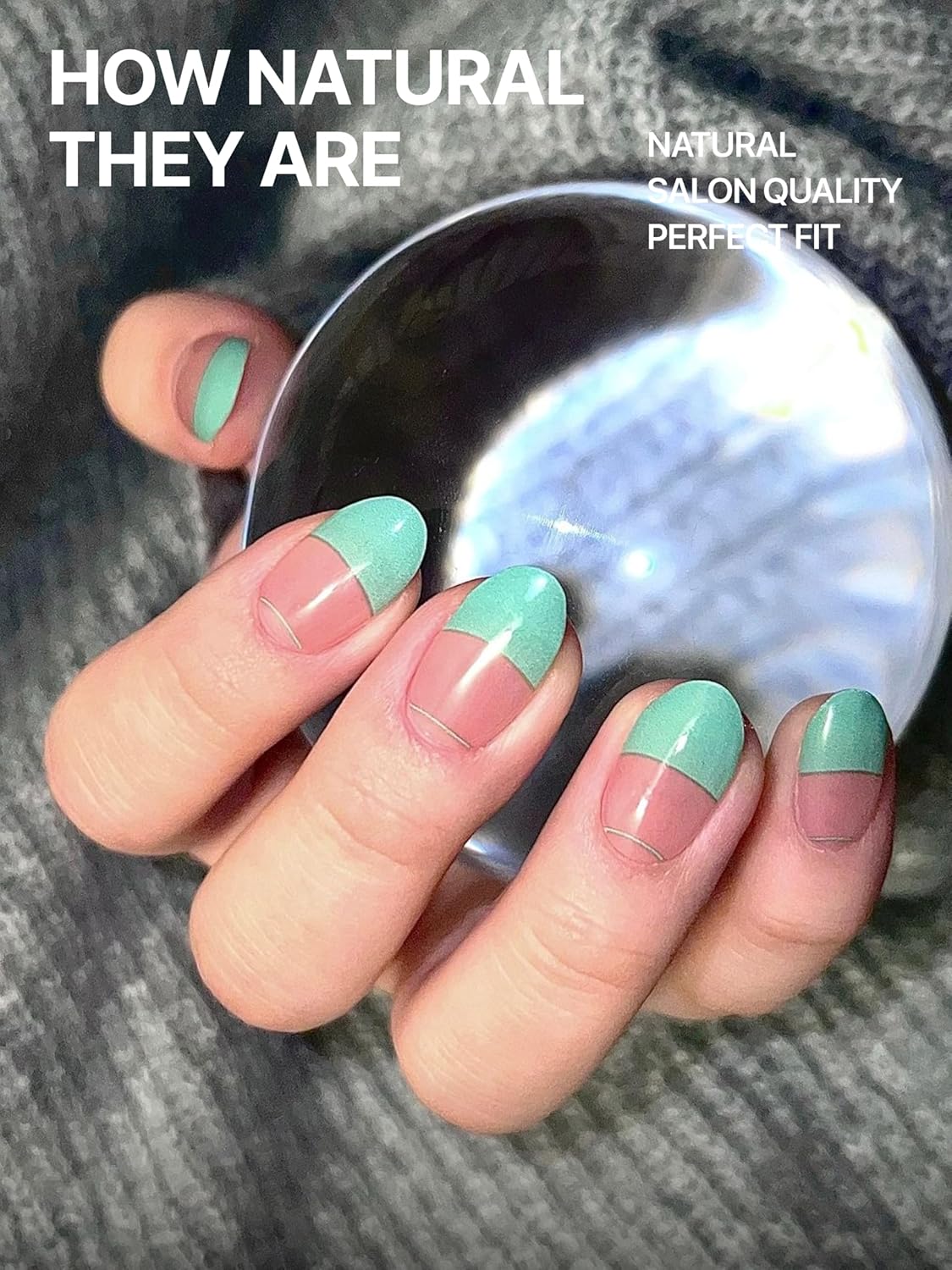 UUUUUU Semi Cured Gel Nail Strips | Salon-Quality | UV Free Gel Nail Wraps for Women | Easy Peel&Stick | Long-Lasting up to 14 Days | 28 Strips Set+File & Wipes | Gift-Ready (UGN104 Mint French)