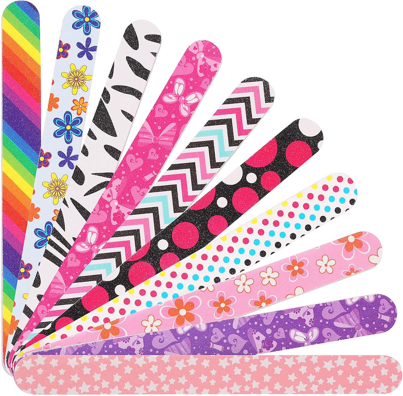 Professional Nail File, Colorful Double Sided120/180 Grit Emery Boards, Manicure Pedicure Tool and Nail Buffering Files, 10 Pack