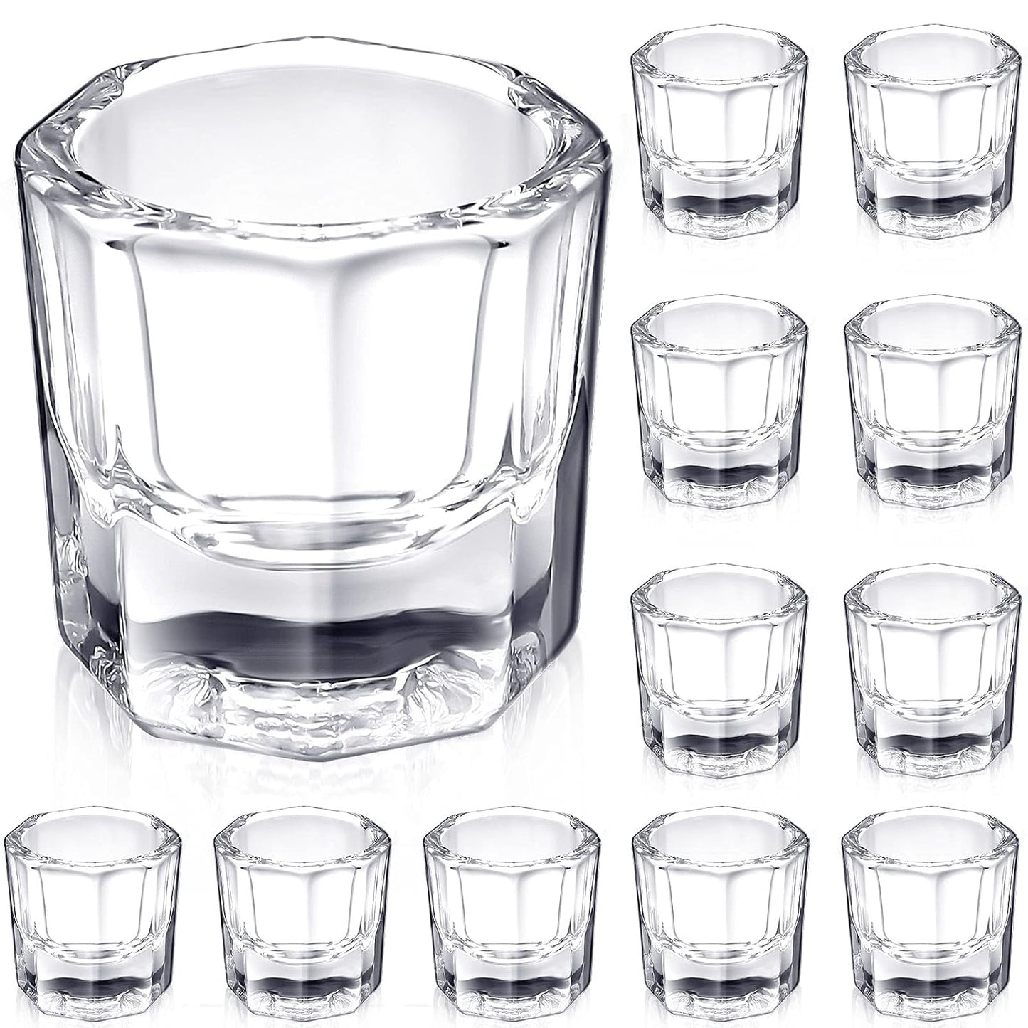 Cunhill 24 Pieces Dappen Dishes for Acrylic Nails Monomer Liquid Powder Glass Cups Clear Crystal Bowls Holders for Nail Extension Supplies