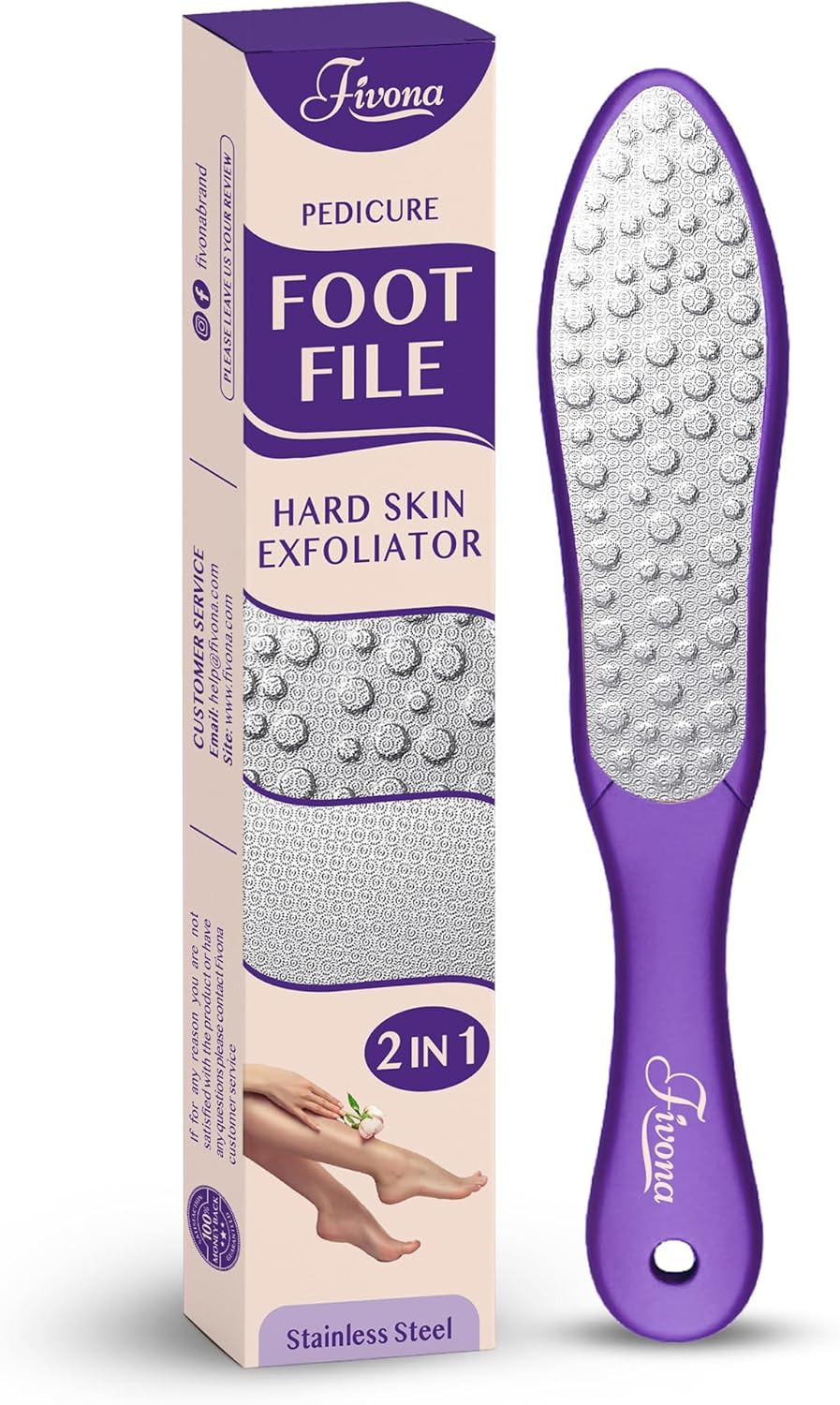 Fivona Foot File - Callus Remover, Double Sided Foot Rasp for Dry Heels, Feet Scrubber for Dead Skin, Foot Scraper for Corn Removal