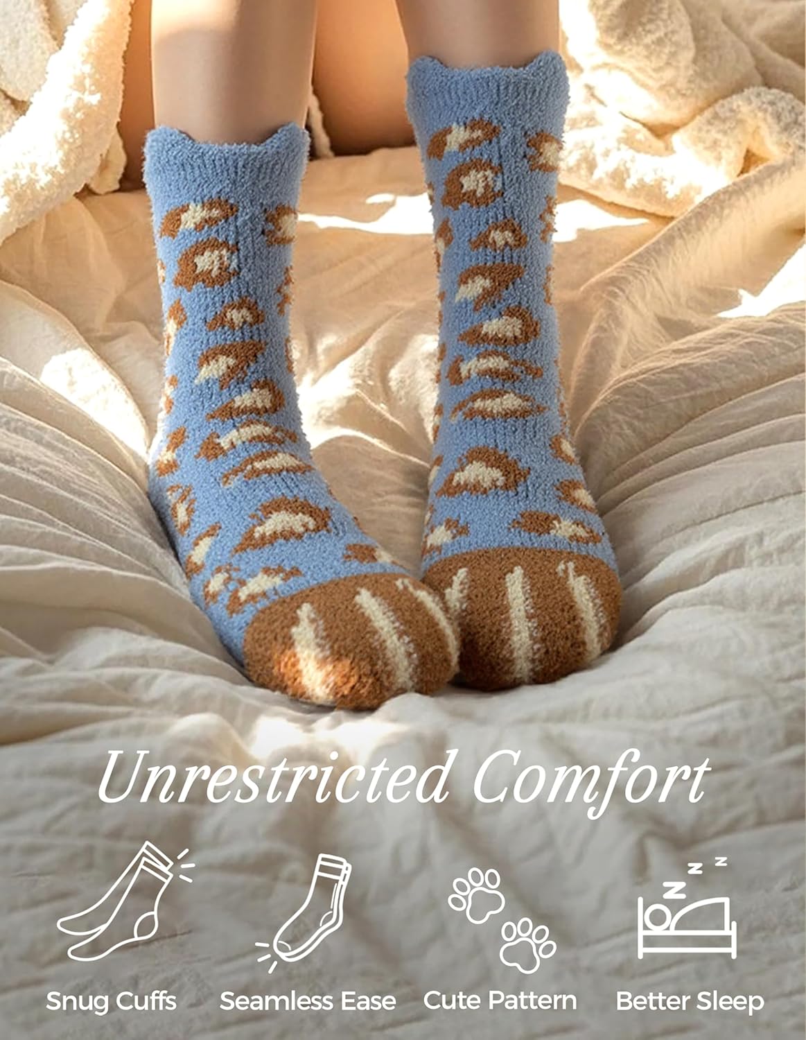 TEHOOK Warm & Cozy Gifts for Women, Stocking Stuufers, Fluffy Fuzzy Plush Sleeping Slipper Socks - Soft Warm Fabric