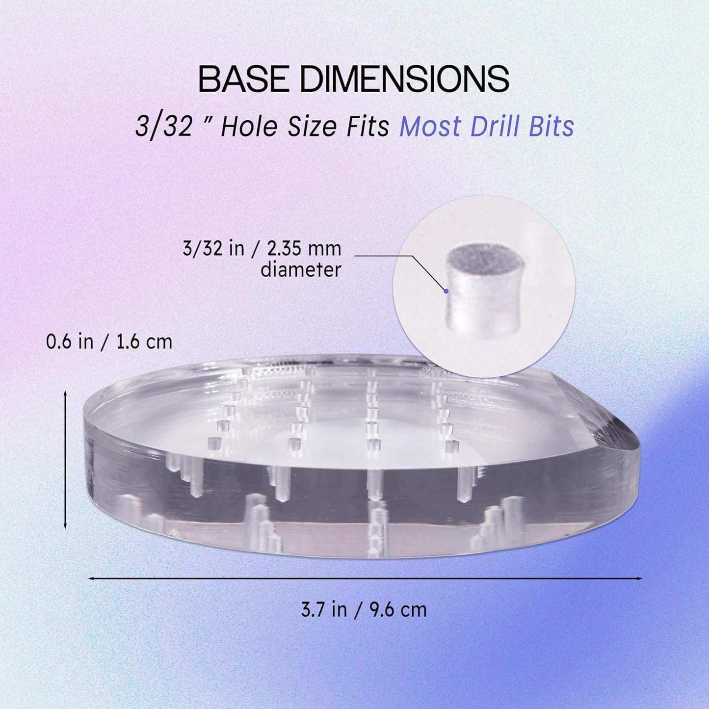 PANA Round Transparent Acrylic Nail Drill Bit Holder Display Organizer Stand - Carbide Bit Storage Mount For Manicure Tools Nail Salon - 24 Holes Clear (Drill Bits Not Included)