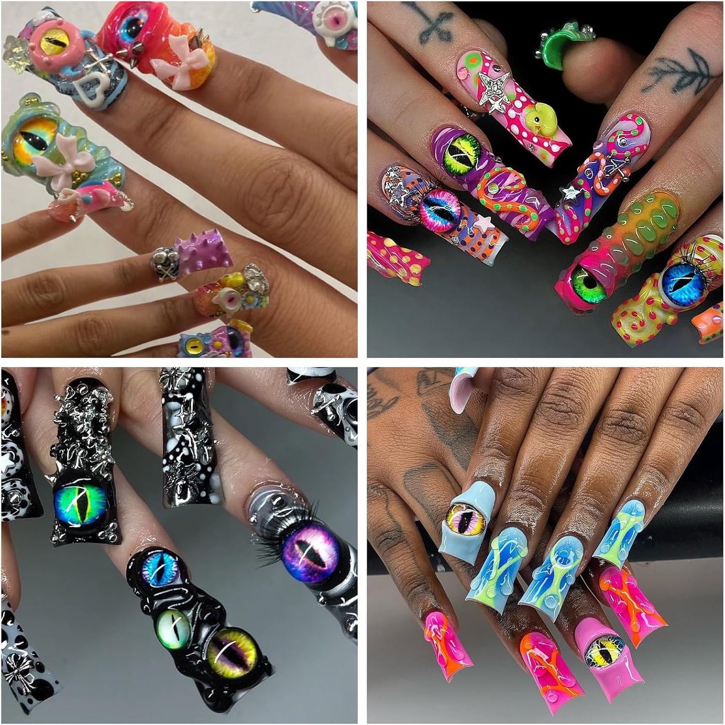 120PCS Devil Eyes 3D Nail Charms for Acrylic Nails,Multiple Colour Alloy Nail Gems Little Devil Nail Accessories, Nail Rhinestones for Nail Art Supplies Manicure Craft DIY
