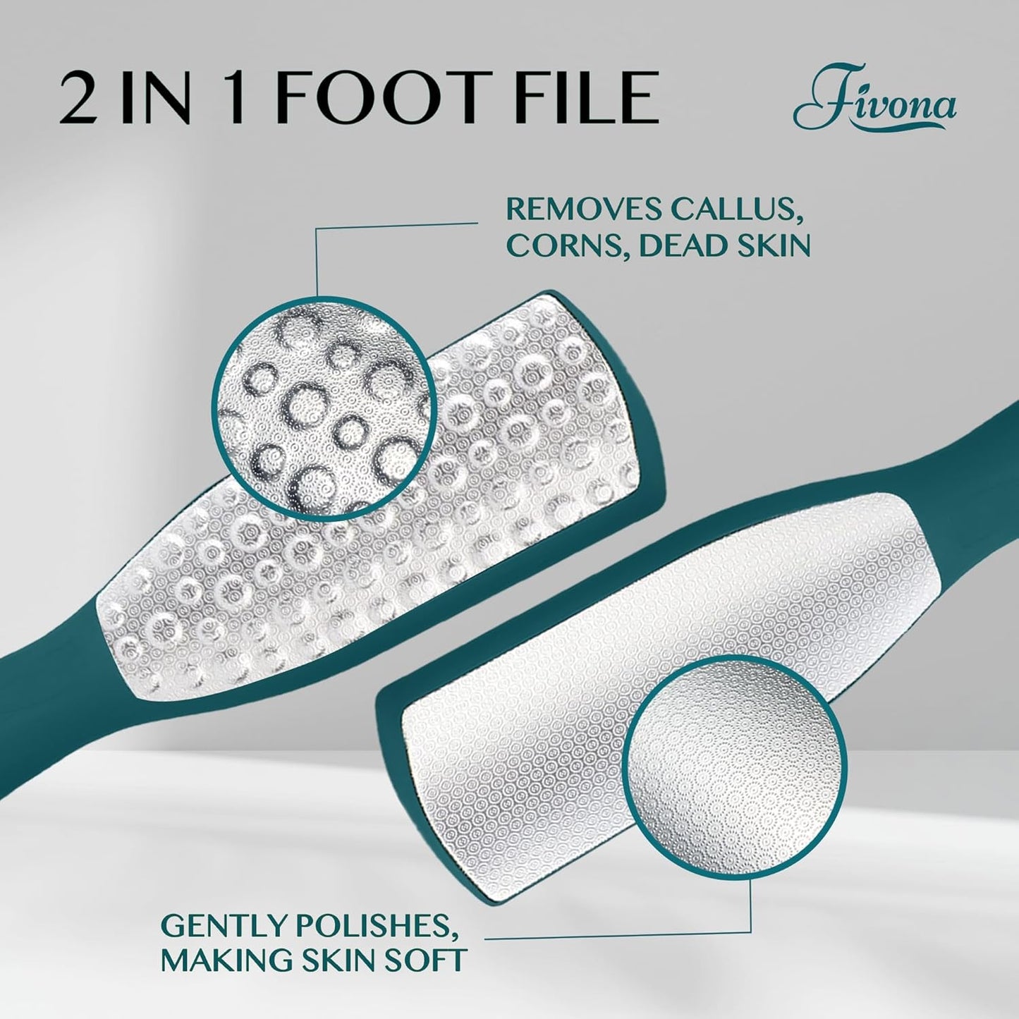 Fivona Professional Foot File - Callus Remover for Feet, Double Sided Foot Rasp for Dry Heels, Foot Scrubber Dead Skin Remover, Corn Removal for Feet