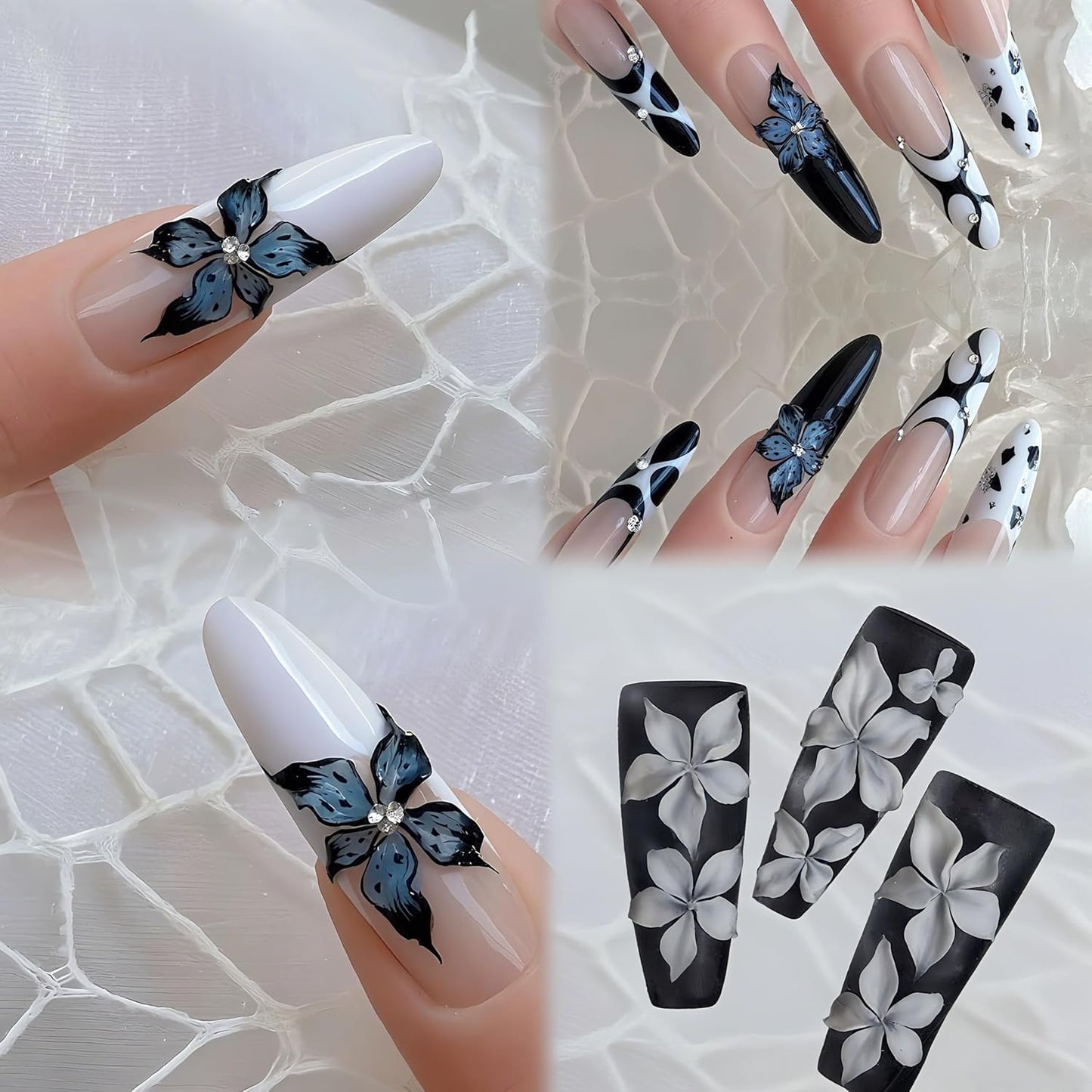 2 Pcs Flower Silicone Nail Art Molds for Women Resin Nail Design