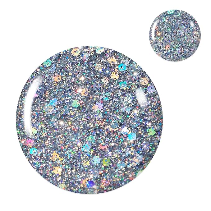 Beetles Glitter Gel Nail Polish, 15ml Silver Chrome Gel Polish, Diamond Shine Nail Polish, Soak Off U V LED Nail Lamp Long Lasting Highly Shine Nail Art Gifts for Women