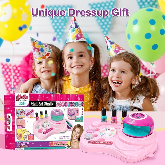 Kids Nail Polish Set for Girls - Girl Toys 8-10 - Nail Art Kit for Kids Ages 7-12, Non toxic Nail Polish Kids Nail Kit Girl Stuff for Spa Manicures, Idea Birthday Gift for Girls 8 9 10 12