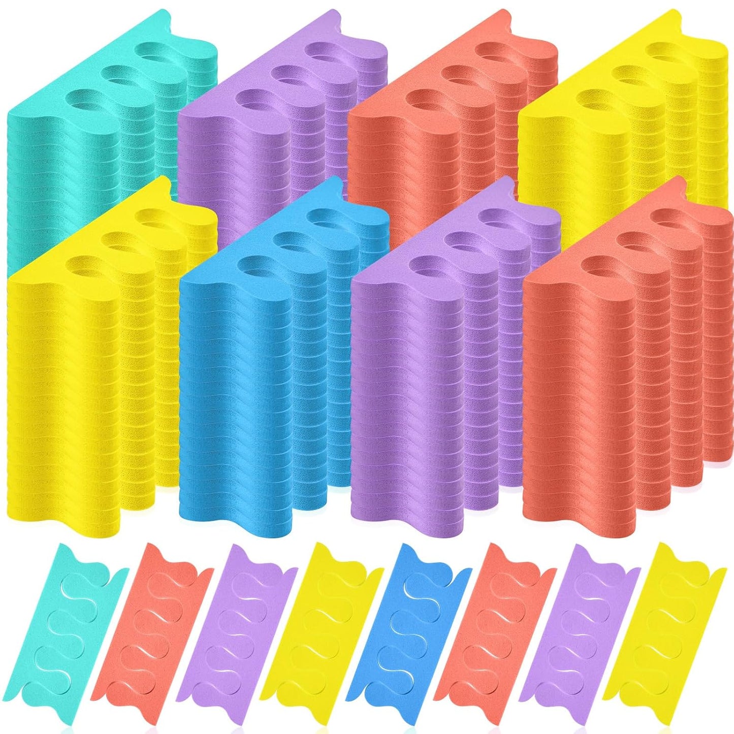 Mumufy 500 Pcs (250 Pairs) Sponge Toe Separators Pedicure Tool Kit Soft Toe Spacers for Pedicures Spreaders Finger Dividers for Women Men Feet Nail Manicure Toenails Art Painting Polish Spa(Colorful)