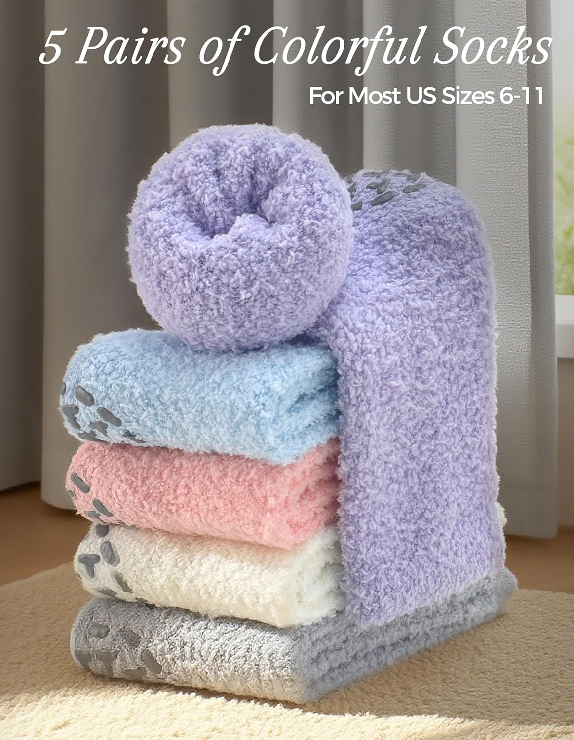 TEHOOK Warm & Cozy Gifts for Women, Stocking Stuufers, Fluffy Fuzzy Plush Sleeping Slipper Socks - Soft Warm Fabric