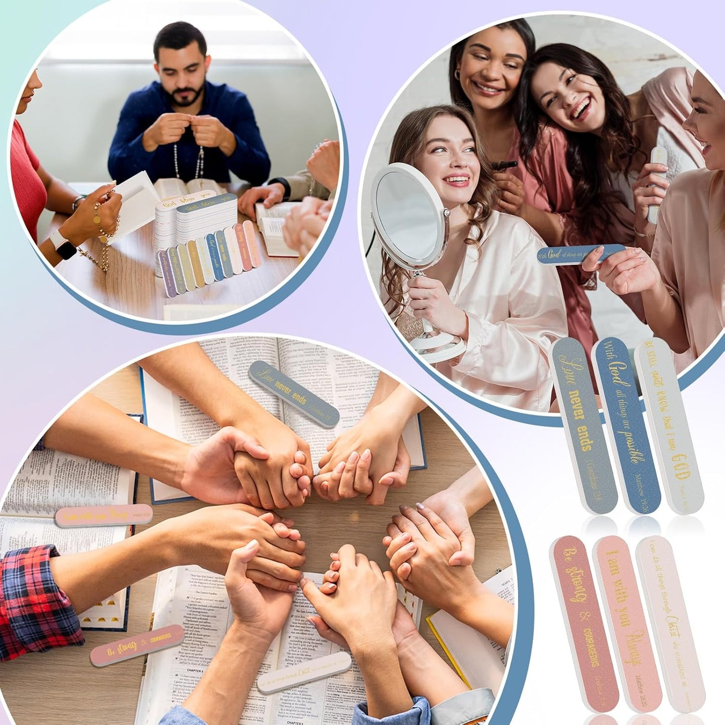 50 Pack Christian Gifts for Women Bulk Bible Verse Scripture Nail Files Christian Religious Party Emery Boards Employee Appreciation Gifts for Team Staff Coworkers Teachers