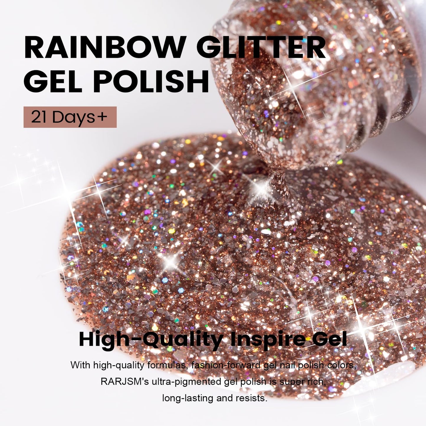 RARJSM Pink Glitter Gel Nail Polish Metallic Pink Diamond Gel Polish Sparkly Chunky Iridescent Rainbow Platinum Pigments Nail Gelpolish Soak off L e d U V Curing Required for Nail Art Salon Manicure