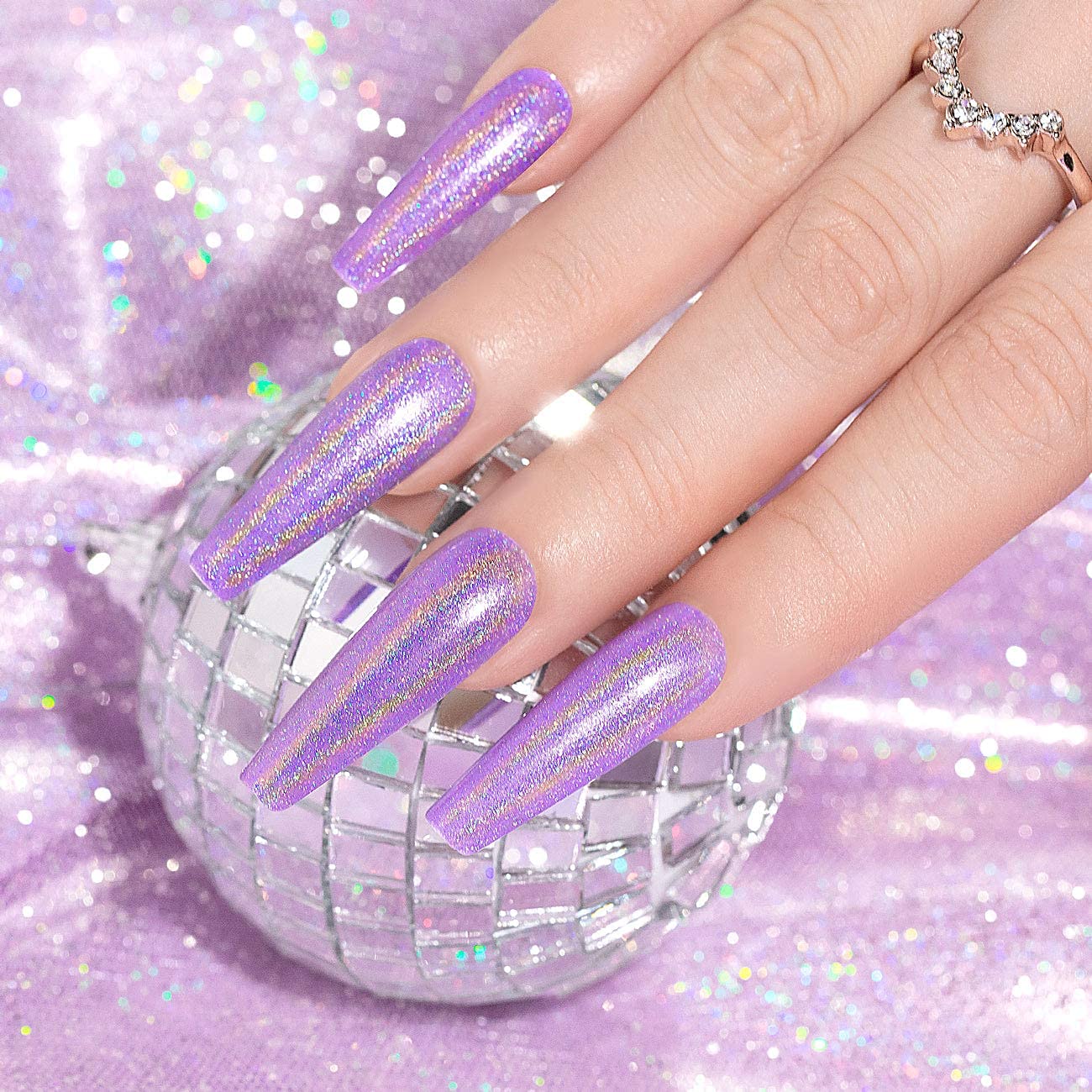 RARJSM Holographic Nail Polish Violet Purple Gel Polish Shimmers Shiny Nail Gel Spring Summer Hologram Gel Nail Polish UV LED Lamp Cured for Nail Slaon Home Manicure